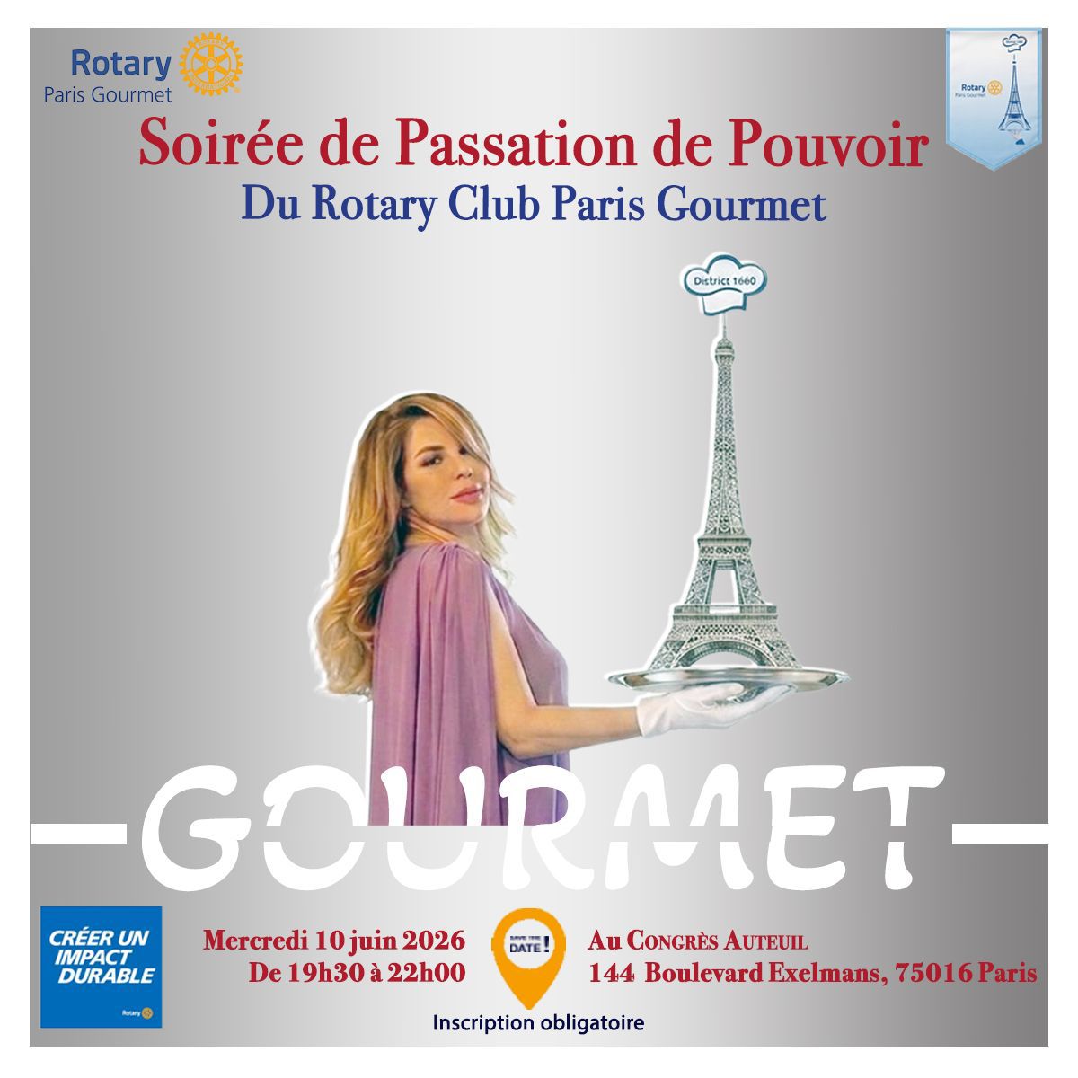 Soirée de Passation de Pouvoir - Rotary Paris Gourmet 2026